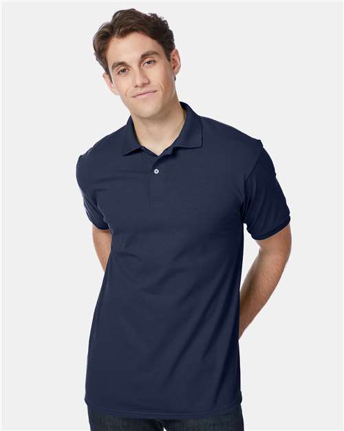 Custom Embroidered - Hanes - Men's EcoSmart® Jersey Polo - Navy - 054X