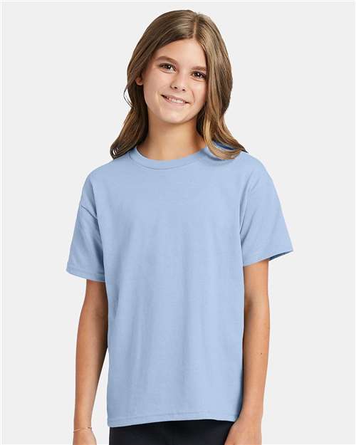 Custom Embroidered - Hanes - Youth EcoSmart® T-Shirt - Light Blue - 5370