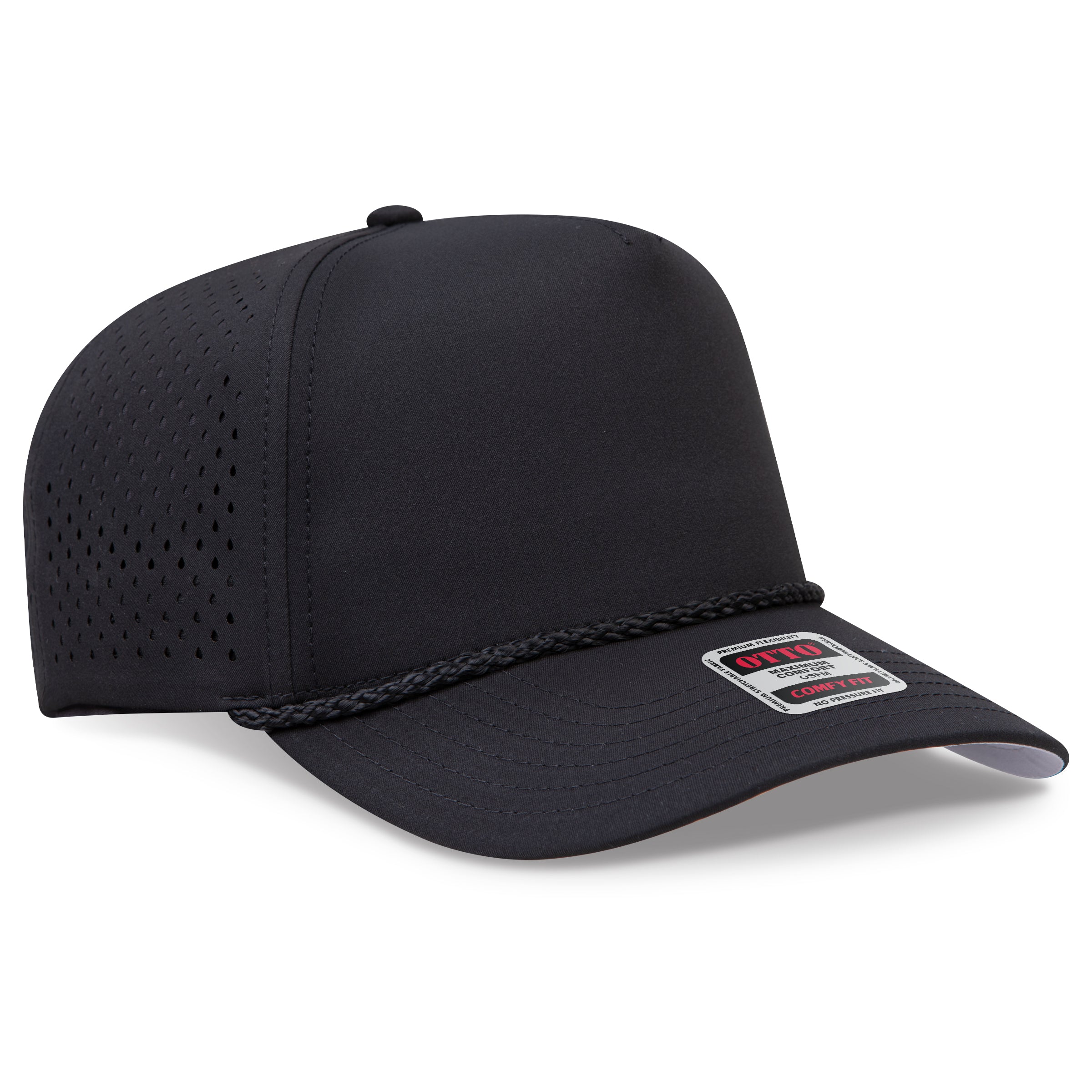 Custom Embroidered or DTF Printed - OTTO CAP® OTTO COMFY FIT® 5 Panel Mid Profile Perforated Baseball Cap