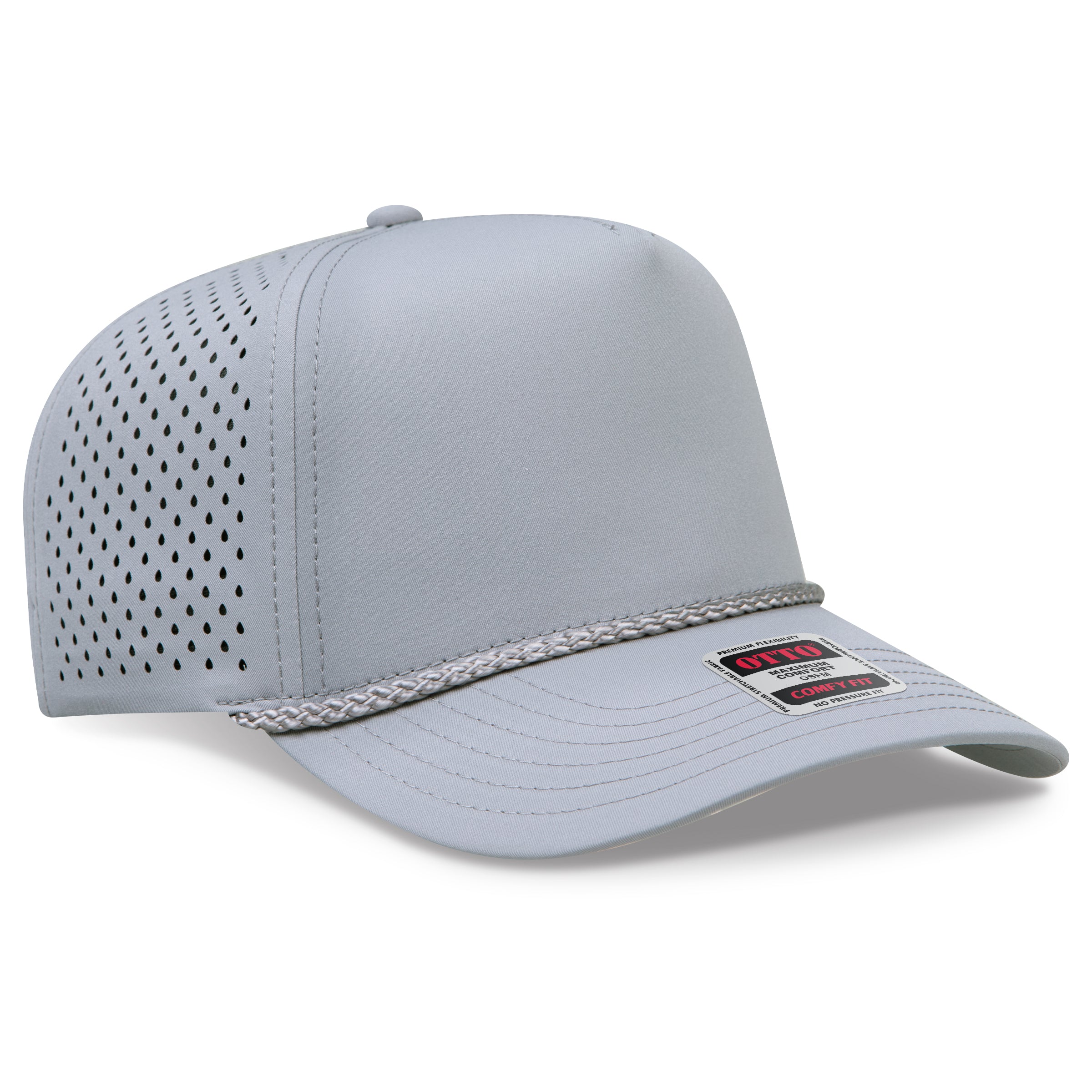 Custom Embroidered or DTF Printed - OTTO CAP® OTTO COMFY FIT® 5 Panel Mid Profile Perforated Baseball Cap