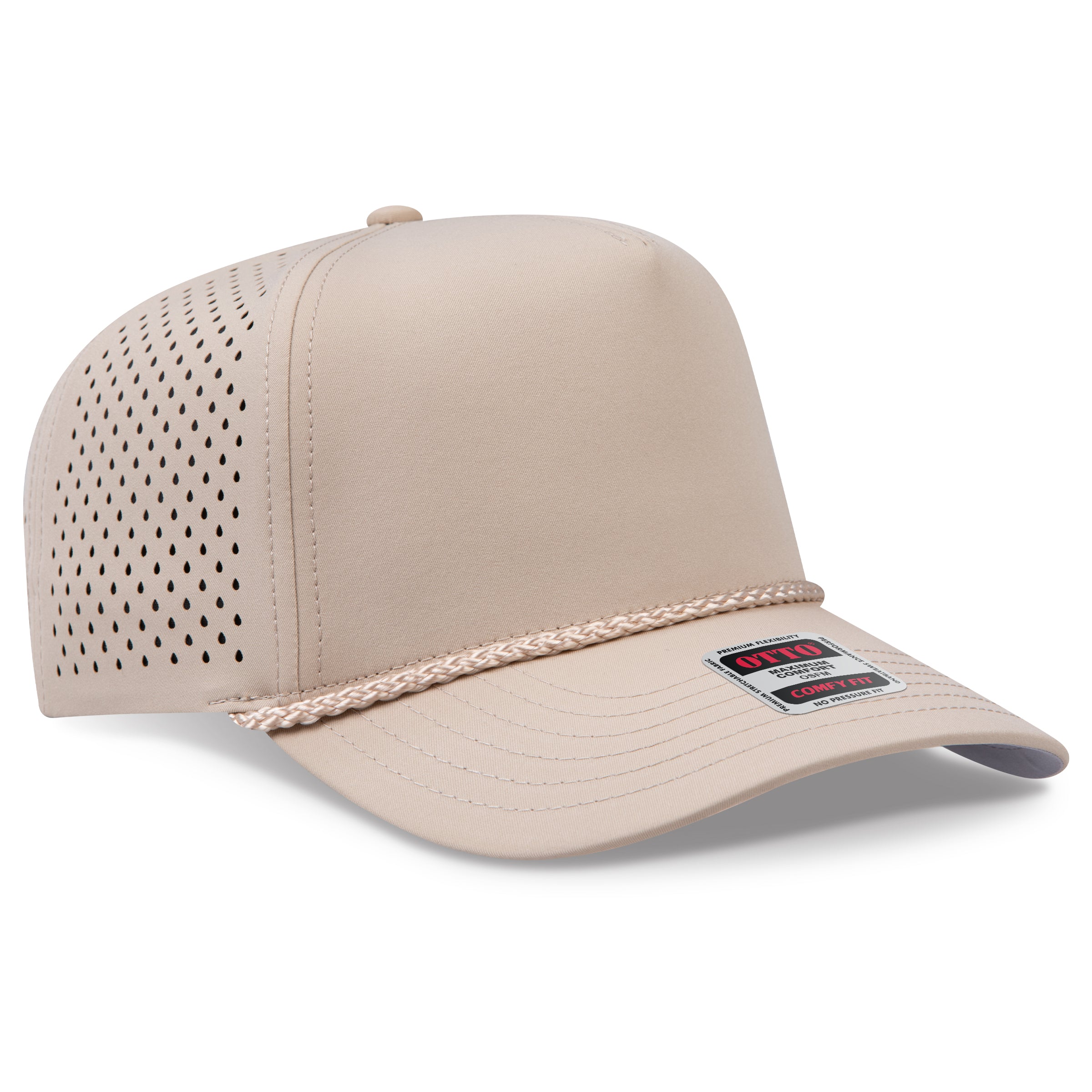 Custom Embroidered or DTF Printed - OTTO CAP® OTTO COMFY FIT® 5 Panel Mid Profile Perforated Baseball Cap