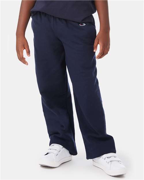 Custom Embroidered - Champion - Youth Powerblend® Open-Bottom Sweatpants with Pockets - P890