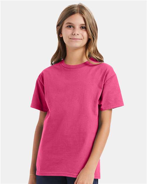 Custom Embroidered - Hanes - Youth Authentic T-Shirt - Wow Pink - 5450