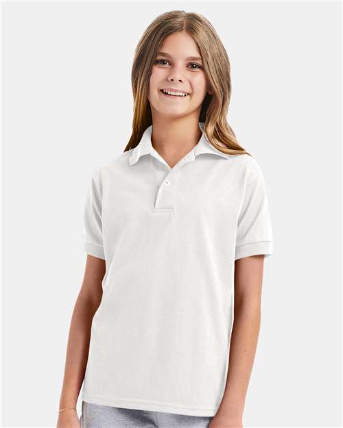 Custom Embroidered - Hanes - Youth EcoSmart® Jersey Polo - 054Y