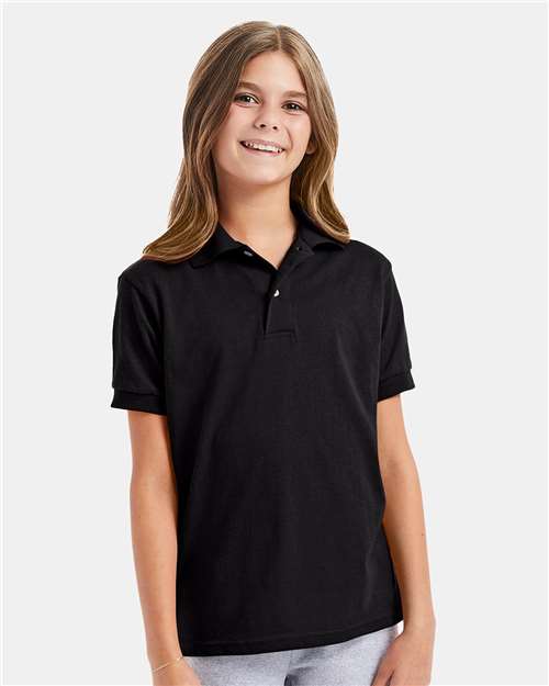 Custom Embroidered - Hanes - Youth EcoSmart® Jersey Polo - 054Y