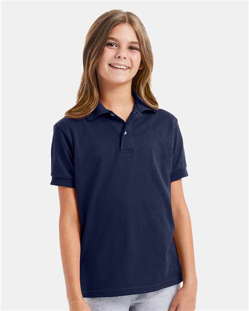 Custom Embroidered - Hanes - Youth EcoSmart® Jersey Polo - 054Y