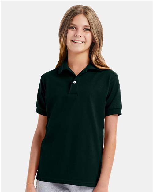 Custom Embroidered - Hanes - Youth EcoSmart® Jersey Polo - 054Y