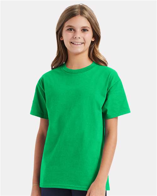 Custom Embroidered - Hanes - Youth Authentic T-Shirt - Kelly Green - 5450