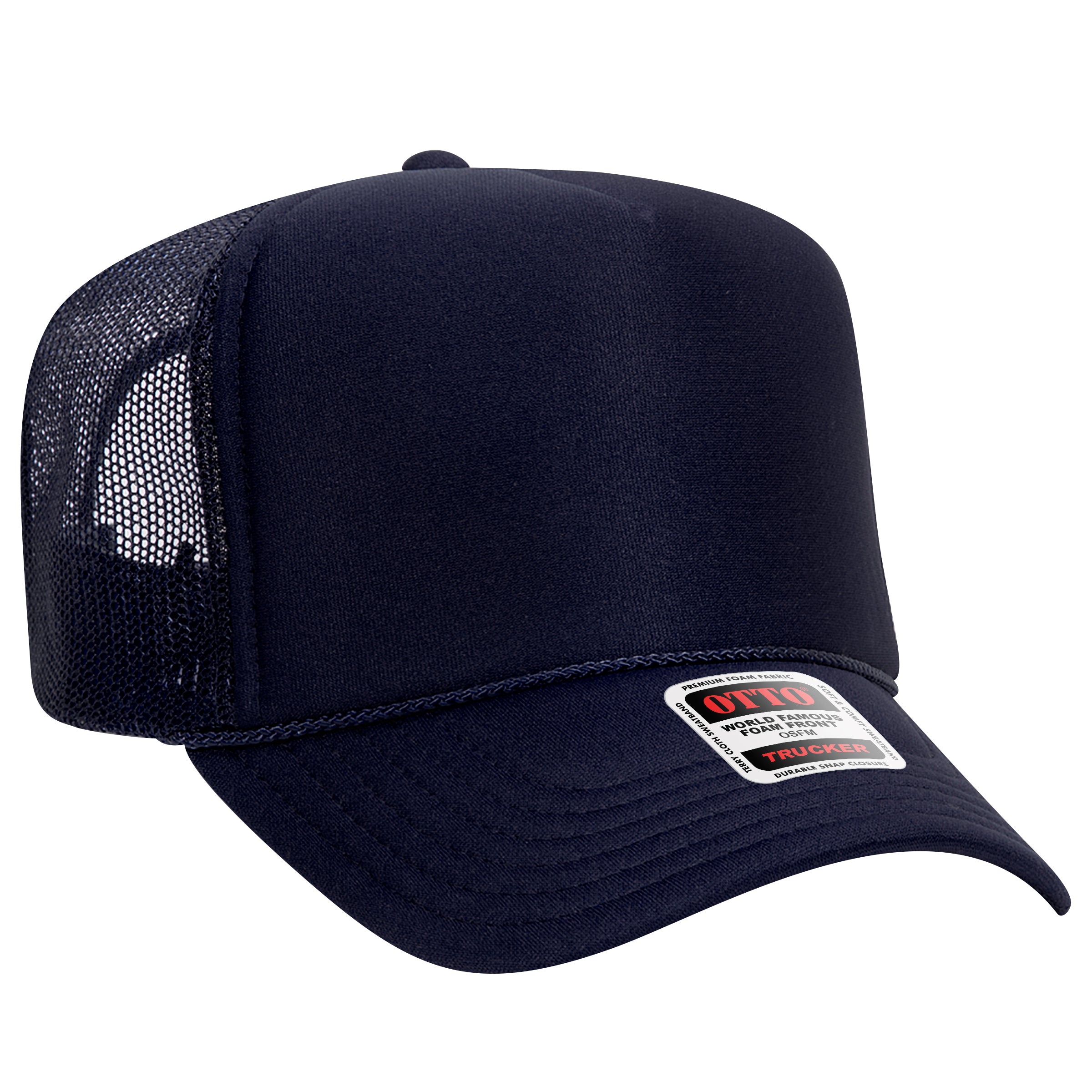 Custom Embroidered or DTF Printed - OTTO CAP® 5 Panel High Crown Mesh Back Trucker Hat