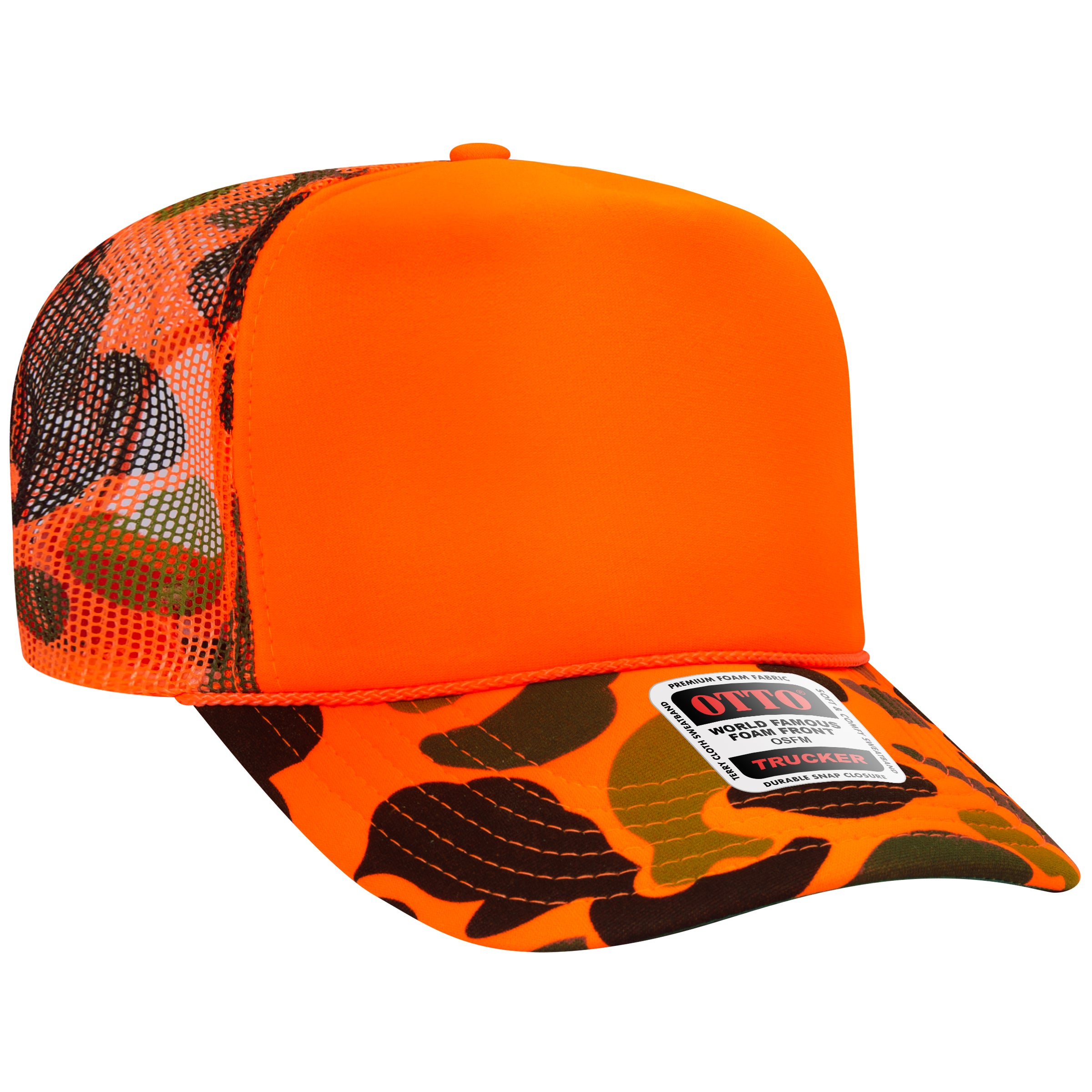 Custom Embroidered or DTF Printed - OTTO CAP® 5 Panel High Crown Mesh Back Trucker Hat