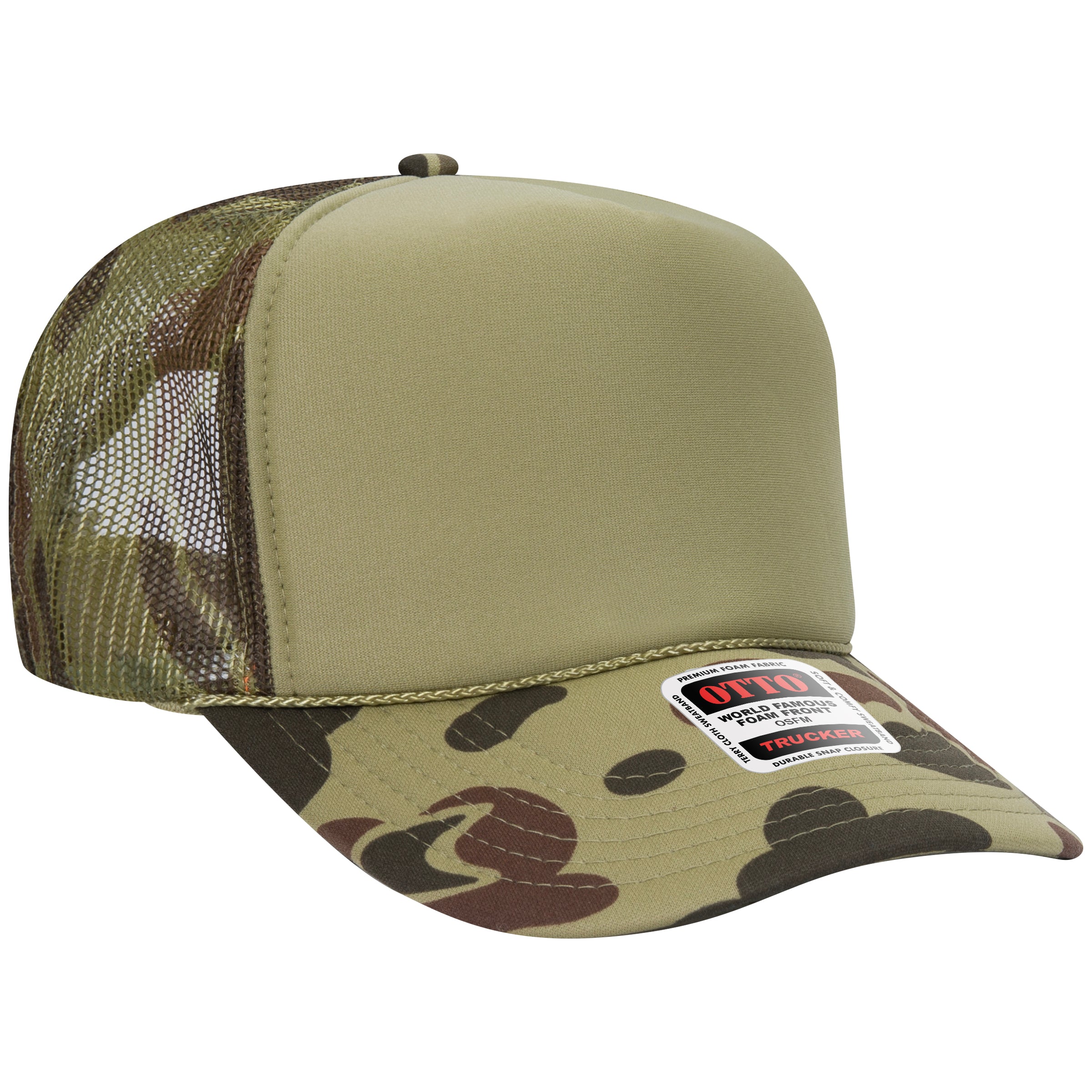 Custom Embroidered or DTF Printed - OTTO CAP® 5 Panel High Crown Mesh Back Trucker Hat