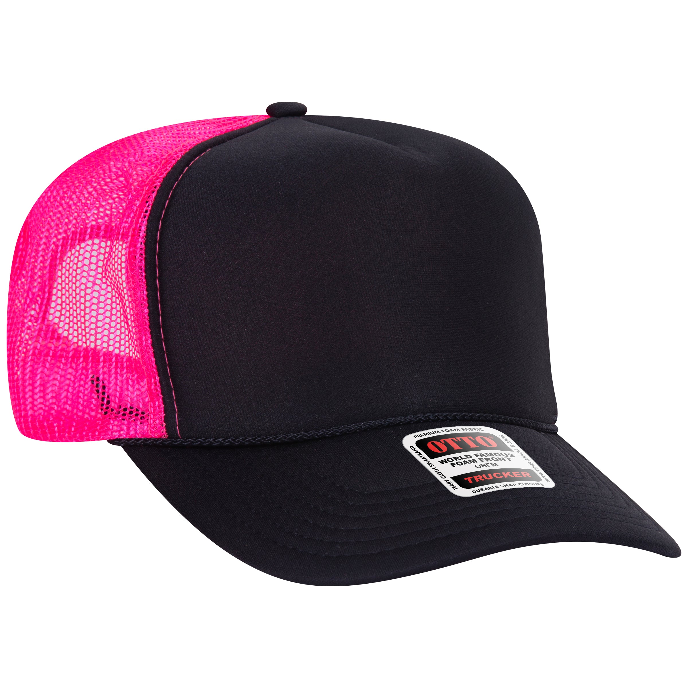 Custom Embroidered or DTF Printed - OTTO CAP® 5 Panel High Crown Mesh Back Trucker Hat