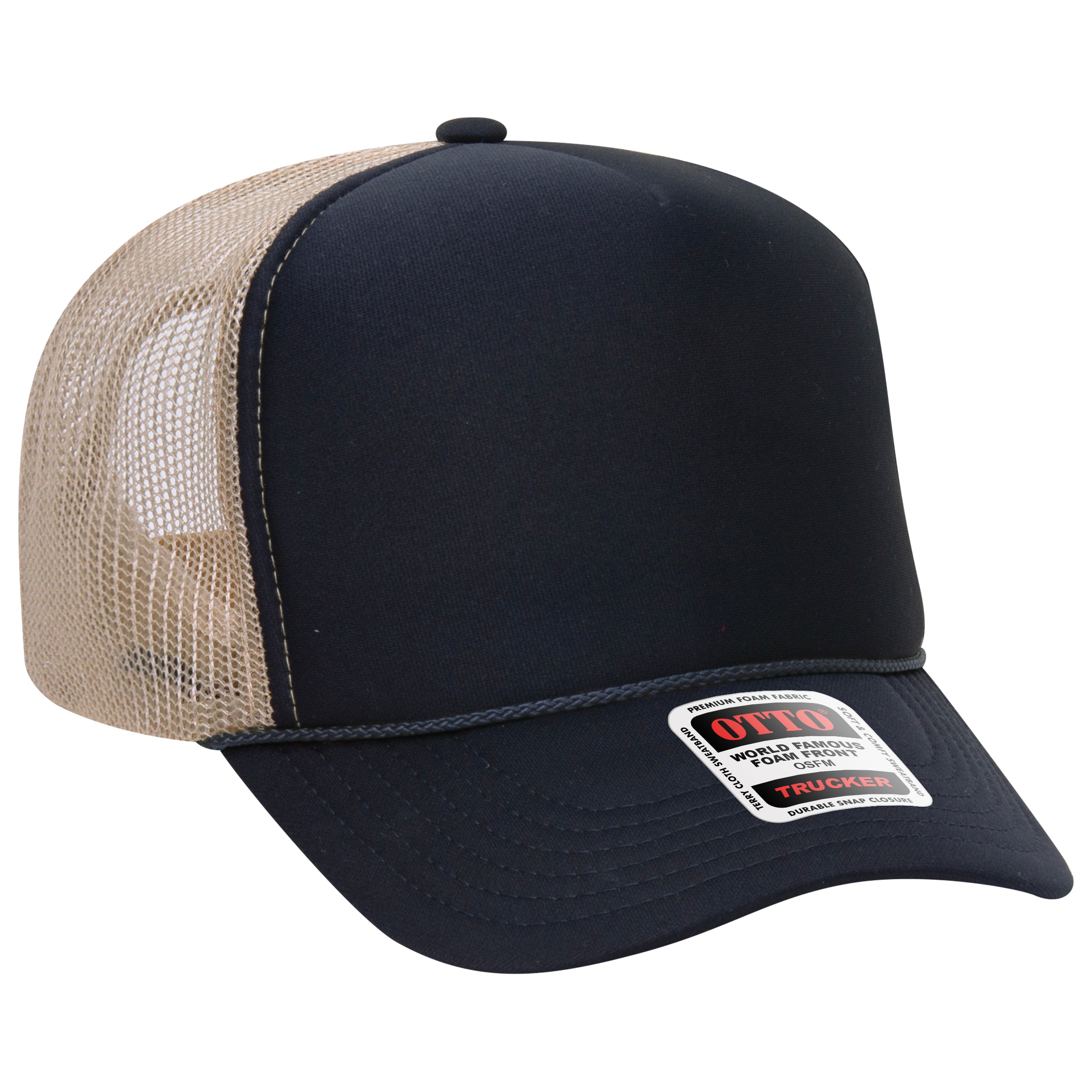Custom Embroidered or DTF Printed - OTTO CAP® 5 Panel High Crown Mesh Back Trucker Hat