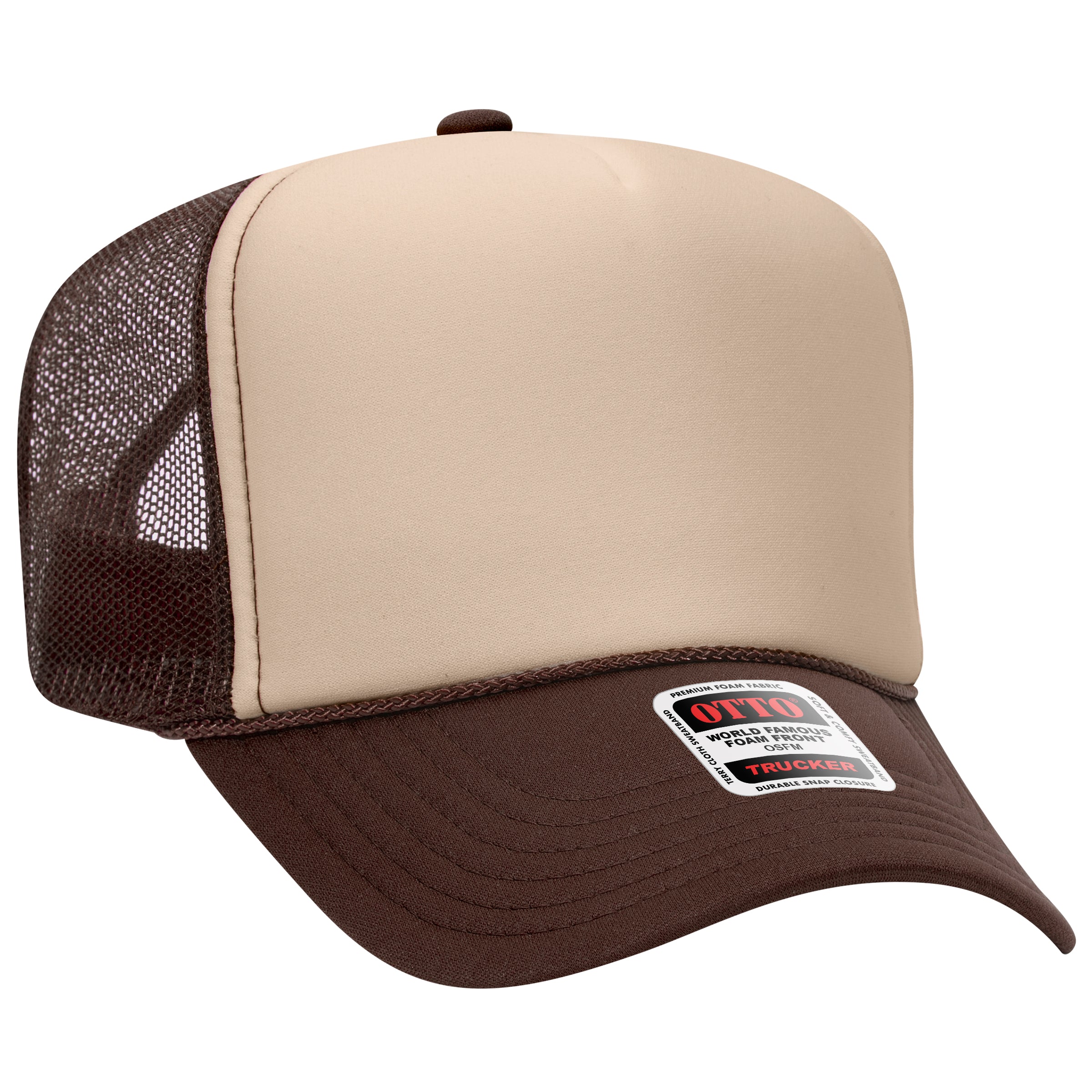 Custom Embroidered or DTF Printed - OTTO CAP® 5 Panel High Crown Mesh Back Trucker Hat