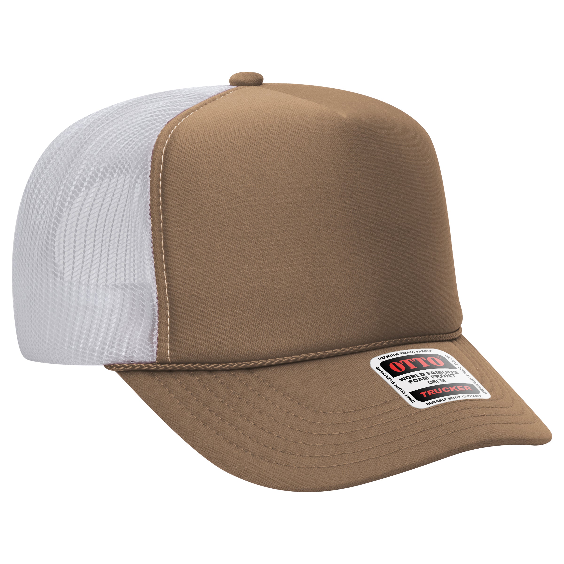Custom Embroidered or DTF Printed - OTTO CAP® 5 Panel High Crown Mesh Back Trucker Hat
