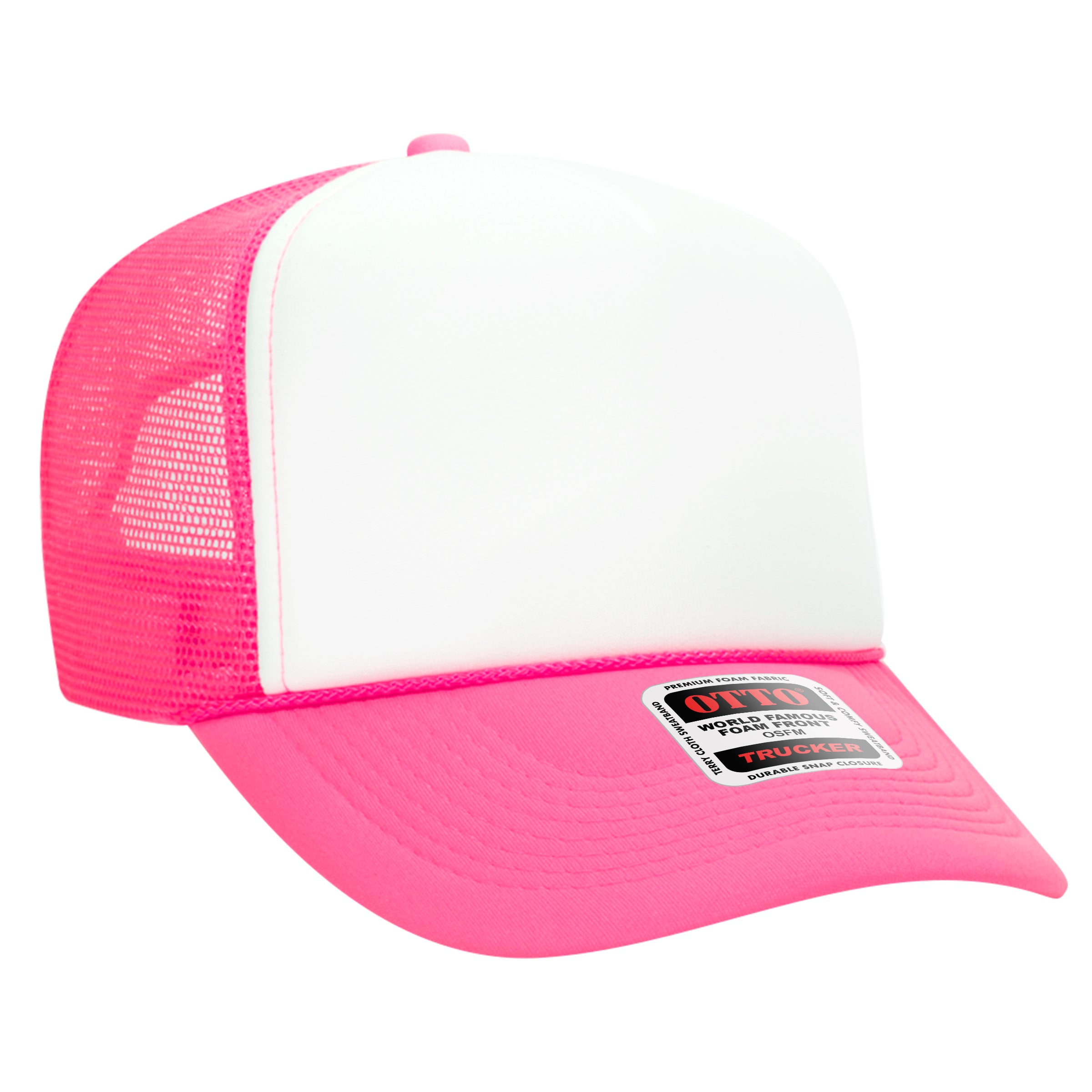 Custom Embroidered or DTF Printed - OTTO CAP® 5 Panel High Crown Mesh Back Trucker Hat