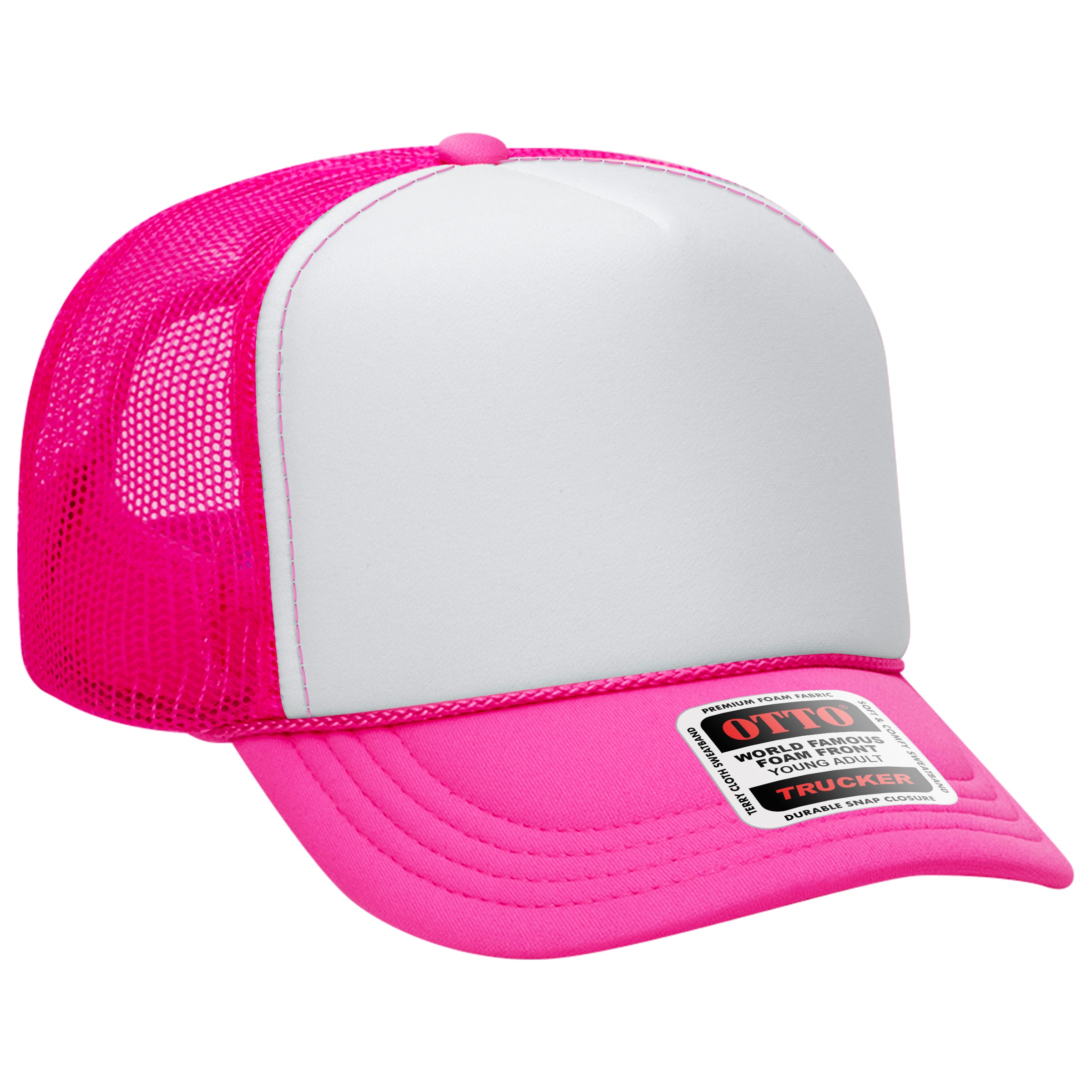 Custom Embroidered or DTF Printed - OTTO CAP® 5 Panel High Crown Mesh Back Trucker Hat