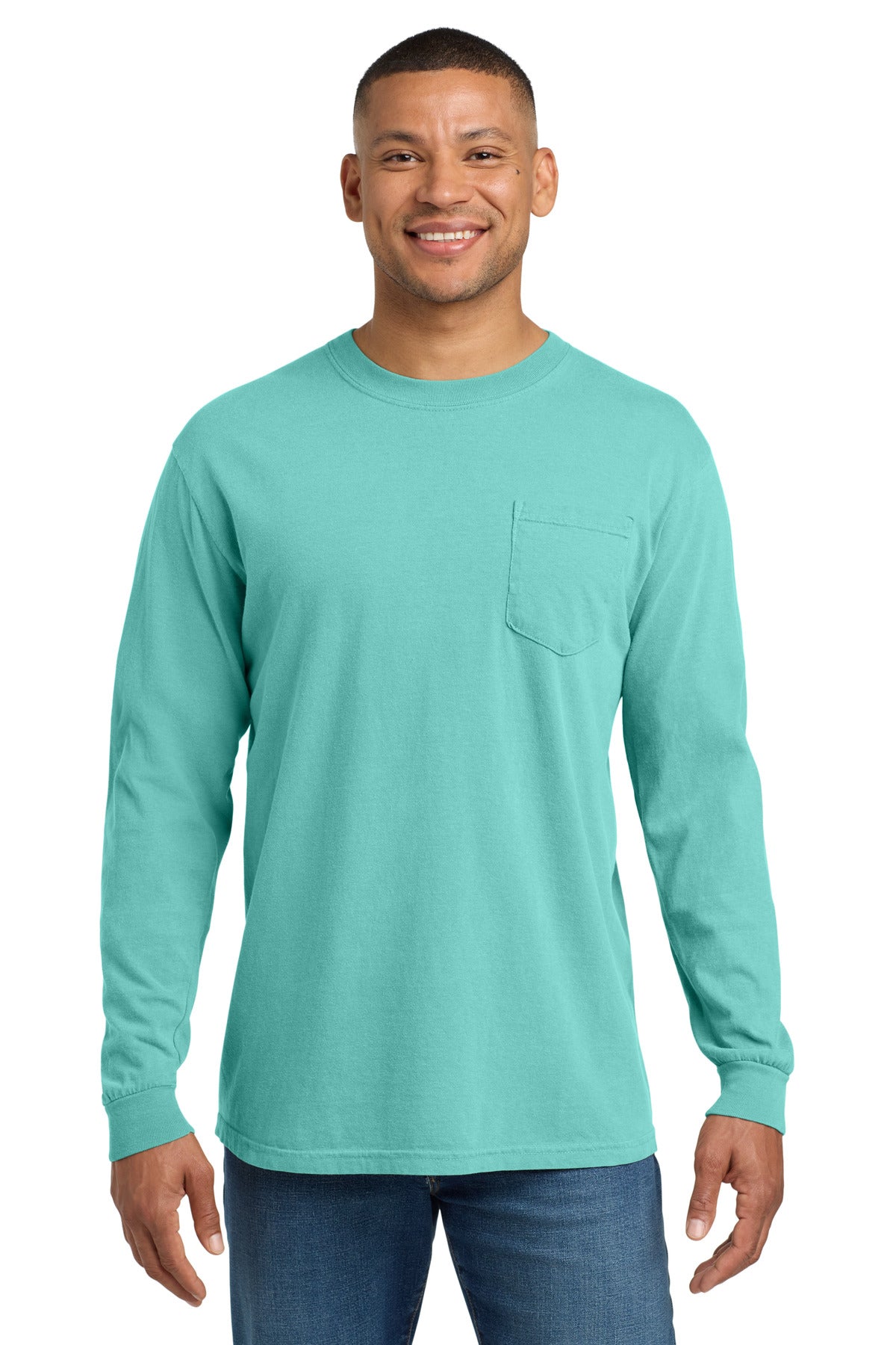Custom Embroidery or DTF Print - COMFORT COLORS ® Heavyweight Ring Spun Long Sleeve Pocket Tee. 4410