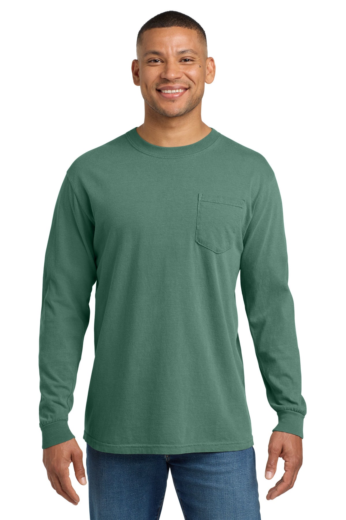 Custom Embroidery or DTF Print - COMFORT COLORS ® Heavyweight Ring Spun Long Sleeve Pocket Tee. 4410