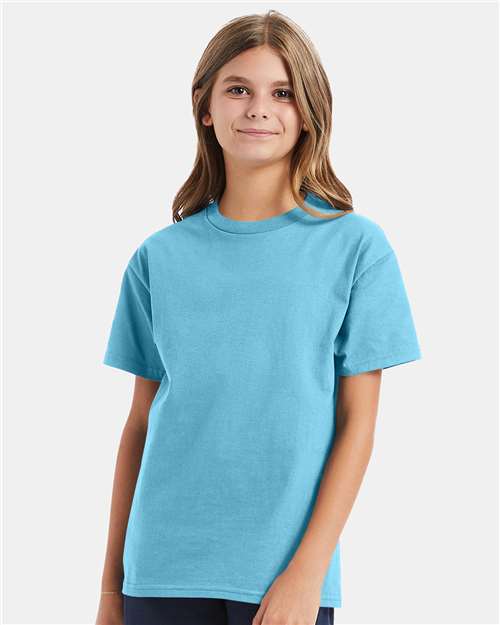 Custom Embroidered - Hanes - Youth Authentic T-Shirt - Blue Horizon - 5450