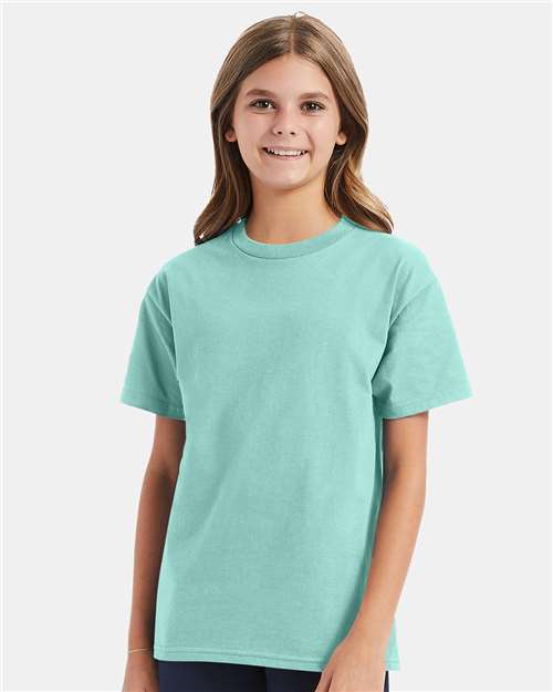 Custom Embroidered - Hanes - Youth Authentic T-Shirt - Clean Mint - 5450