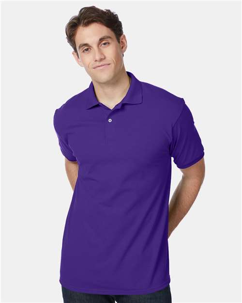 Custom Embroidered - Hanes - Men's EcoSmart® Jersey Polo - Purple - 054X
