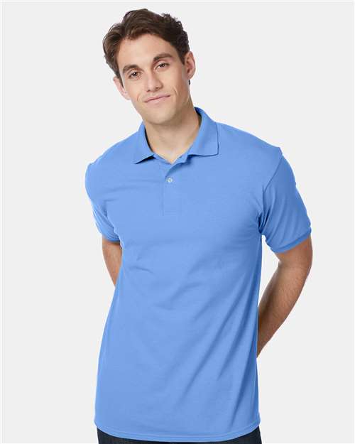 Custom Embroidered - Hanes - Men's EcoSmart® Jersey Polo - Carolina Blue - 054X