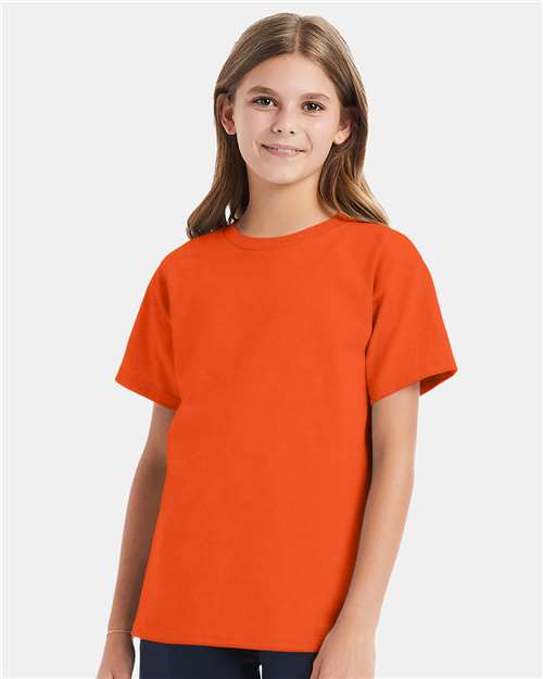 Custom Embroidered - Hanes - Youth Essential-T T-Shirt - Orange - 5480