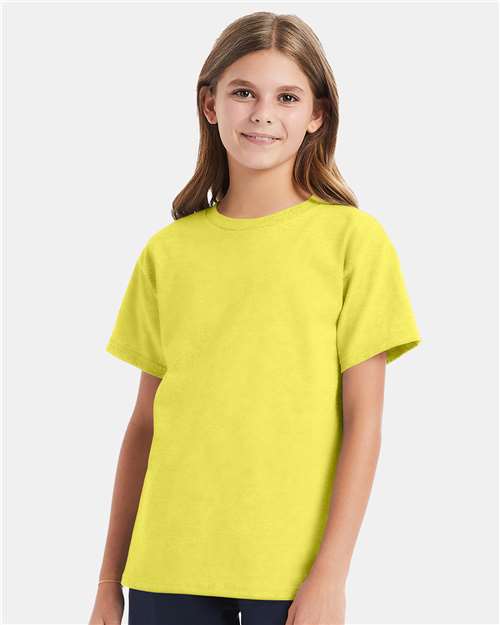 Custom Embroidered - Hanes - Youth Essential-T T-Shirt - Yellow - 5480