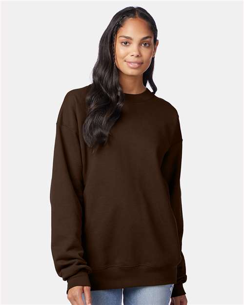 Custom Embroidered - Hanes - Unisex Ultimate Cotton® Crewneck Sweatshirt - Dark Chocolate - F260