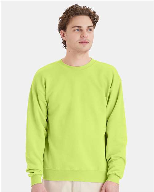 Custom Embroidered - Hanes - Unisex EcoSmart® Crewneck Sweatshirt - Safety Green - P160