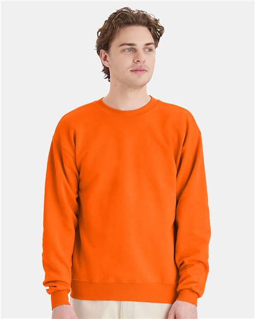 Custom Embroidered - Hanes - Unisex EcoSmart® Crewneck Sweatshirt - Safety Orange - P160