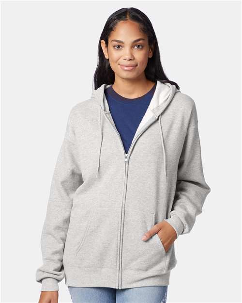 Custom Embroidered - Hanes - Unisex EcoSmart® Full-Zip Hooded Sweatshirt - P180