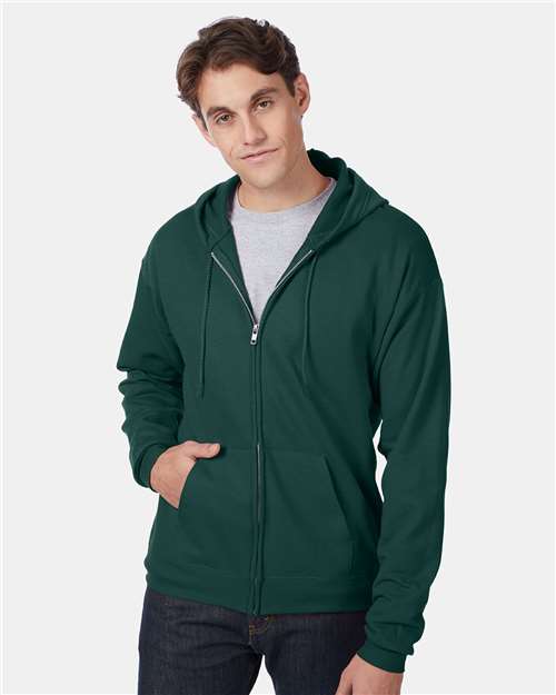 Custom Embroidered - Hanes - Unisex EcoSmart® Full-Zip Hooded Sweatshirt - P180