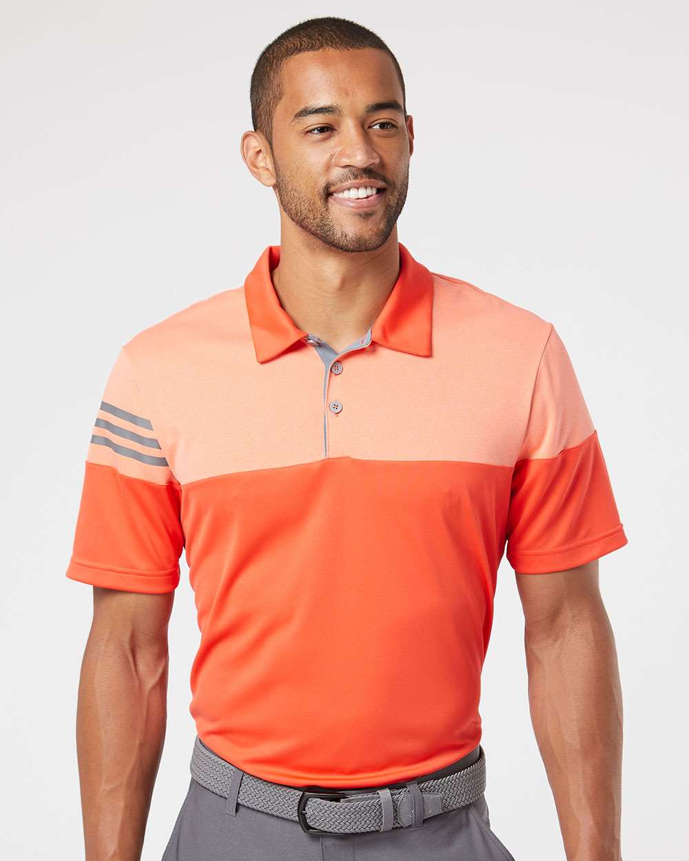 Custom Embroidery - Adidas - Heathered 3-Stripes Colorblocked Polo - A213