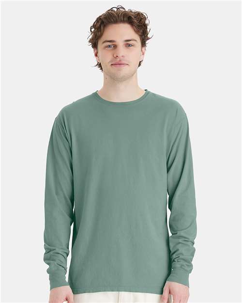 Custom Embroidered - ComfortWash by Hanes - Unisex Garment-Dyed Long Sleeve T-Shirt - Cypress Green - GDH200