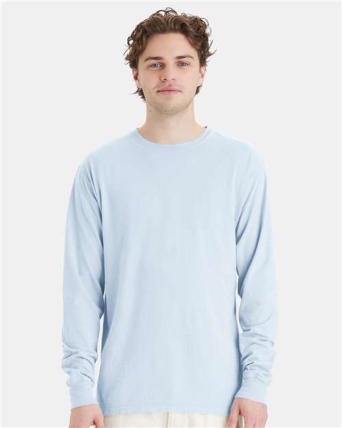Custom Embroidered - ComfortWash by Hanes - Unisex Garment-Dyed Long Sleeve T-Shirt - Soothing Blue - GDH200