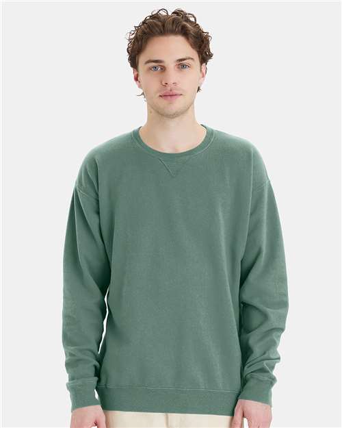Custom Embroidered - ComfortWash by Hanes - Unisex Garment-Dyed Crewneck Sweatshirt - Cypress Green - GDH400