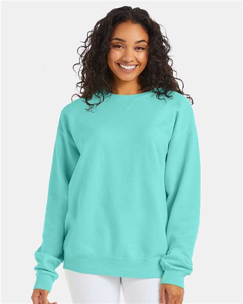 Custom Embroidered - ComfortWash by Hanes - Unisex Garment-Dyed Crewneck Sweatshirt - Mint - GDH400