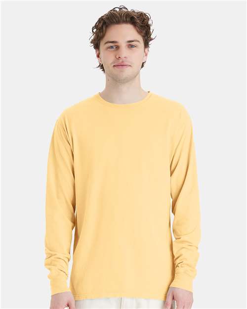 Custom Embroidered - ComfortWash by Hanes - Unisex Garment-Dyed Long Sleeve T-Shirt - Summer Squash Yellow - GDH200