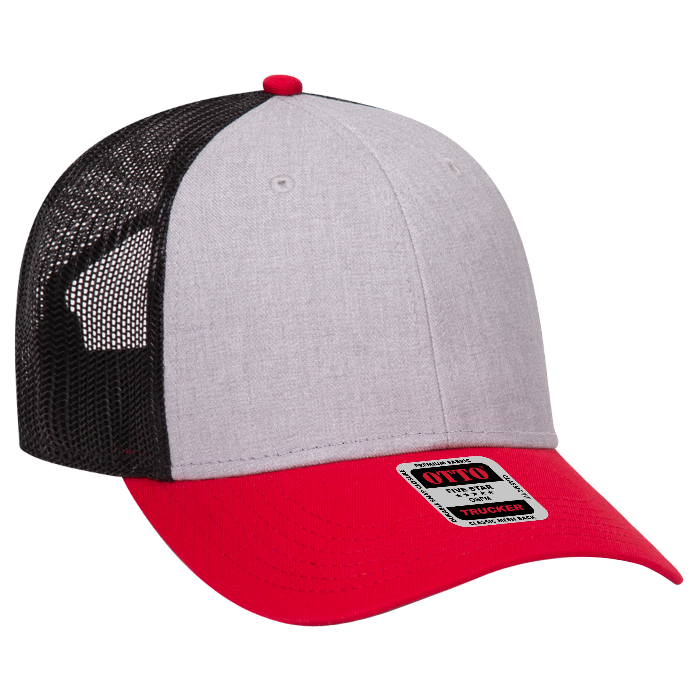 Classic-Fit Trucker Cap with Mesh Back Custom Embroidered or DTF Printed - OTTO CAP® 5 Panel Mid  main image 2