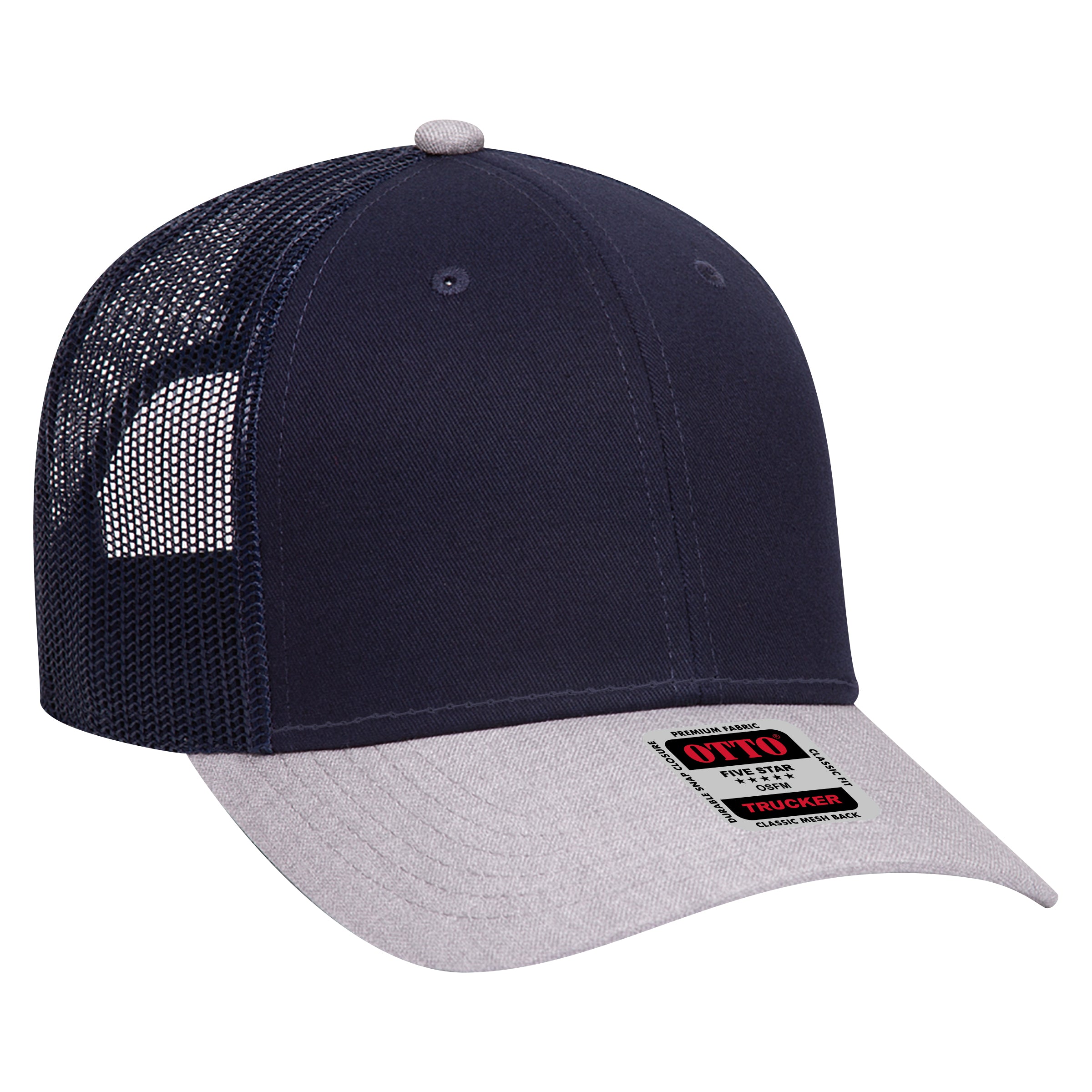 Custom Embroidered - OTTO CAP 6 Panel Low Profile Mesh Back Trucker Hat