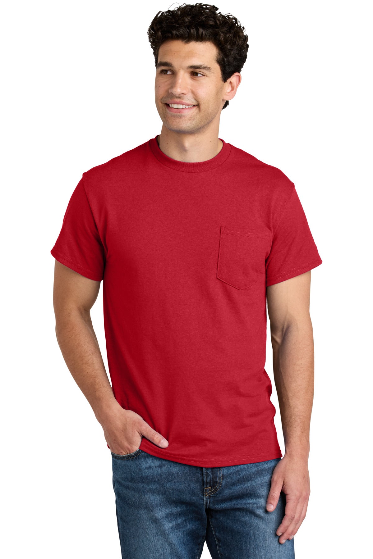 Custom Embroidered or DTF Printed - Gildan ® - DryBlend ® 50 Cotton/50 Poly Pocket T-Shirt. 8300