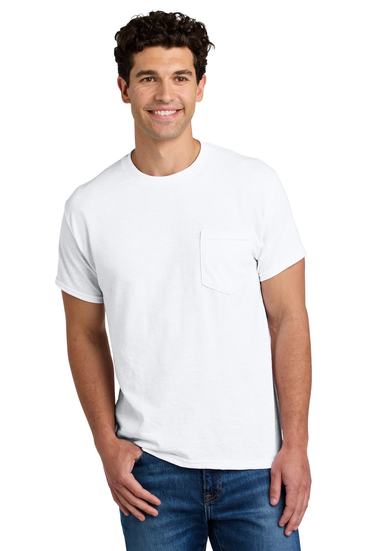 Custom Embroidered or DTF Printed - Gildan ® - DryBlend ® 50 Cotton/50 Poly Pocket T-Shirt. 8300