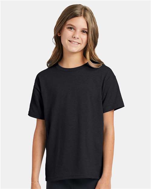 Custom Embroidered - Hanes - Youth EcoSmart® T-Shirt - Charcoal Heather - 5370