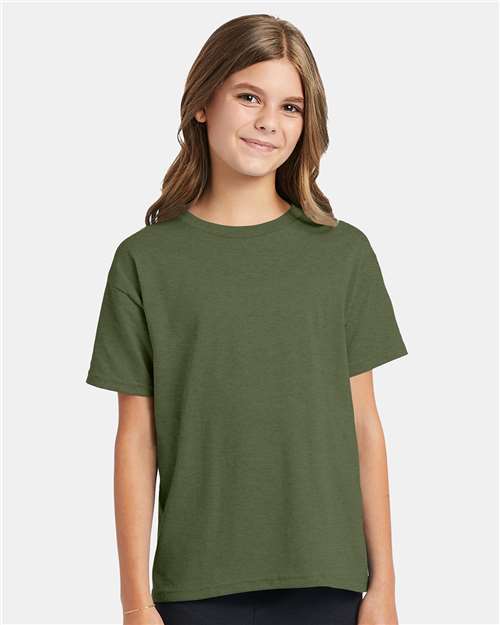 Custom Embroidered - Hanes - Youth EcoSmart® T-Shirt - Heather Green - 5370