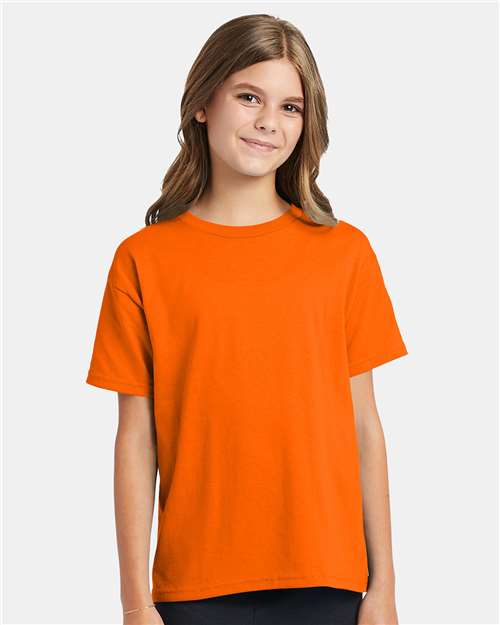 Custom Embroidered - Hanes - Youth EcoSmart® T-Shirt - Safety Orange - 5370