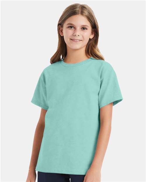 Custom Embroidered - Hanes - Youth Essential-T T-Shirt - Clean Mint - 5480