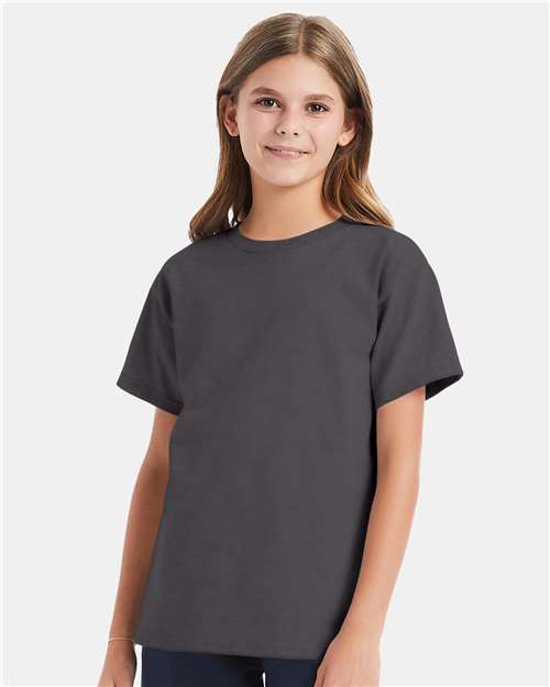 Custom Embroidered - Hanes - Youth Essential-T T-Shirt - Smoke Grey - 5480