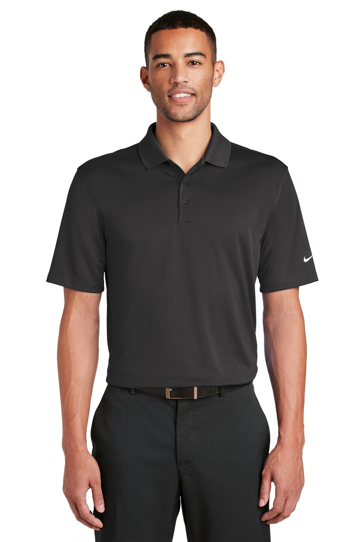 Custom Embroidered Nike Dri FIT Classic Fit Players Polo with Flat Knit Collar. 838956 Anthracite XS